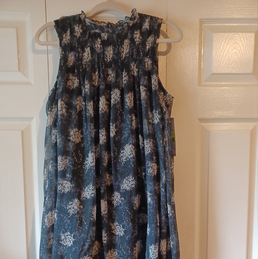NWT Joie Baltic Print Mini Swing Dress Navy Blue Medium